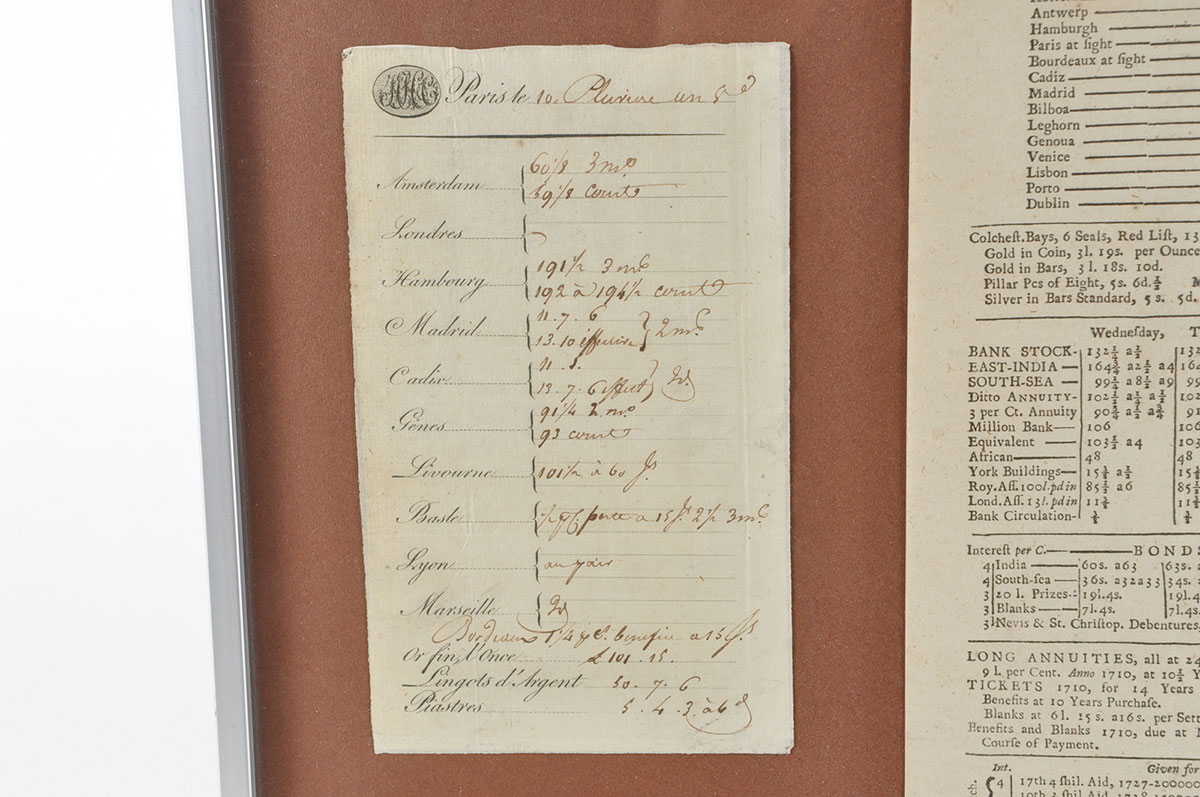 Antique Framed Exchange Documents