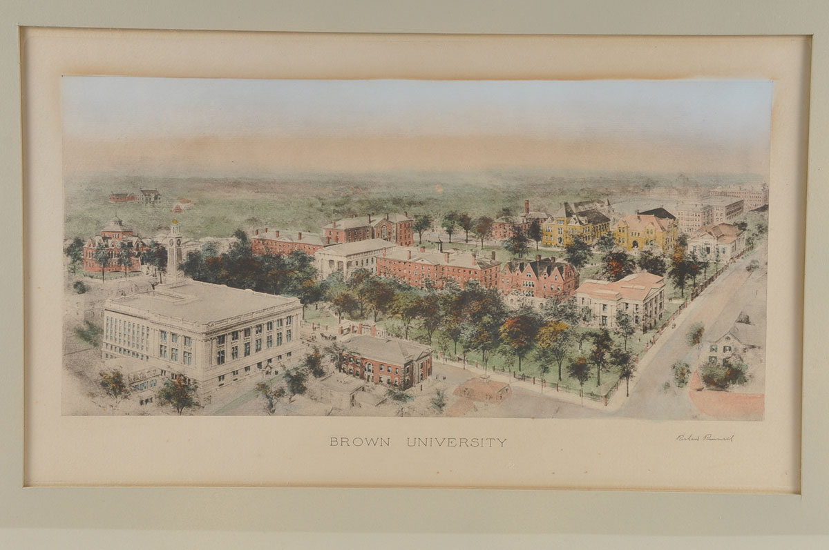 Hand Colored Lithograph of Brown University