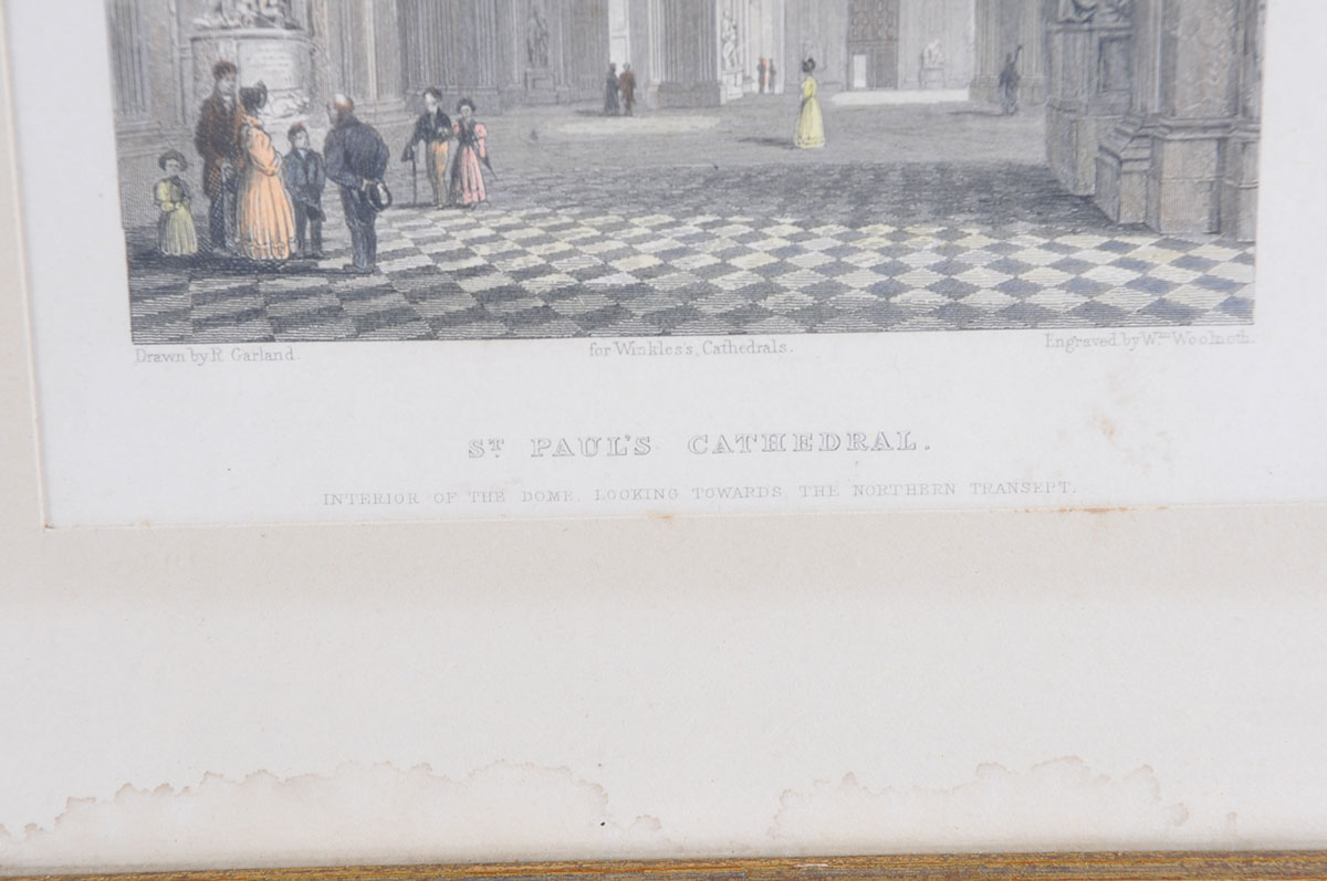 Pair of Framed Hand Colored Lithographs of St Paul's Cathedral