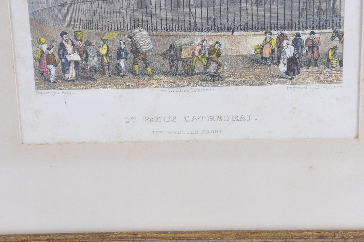 Pair of Framed Hand Colored Lithographs of St Paul's Cathedral