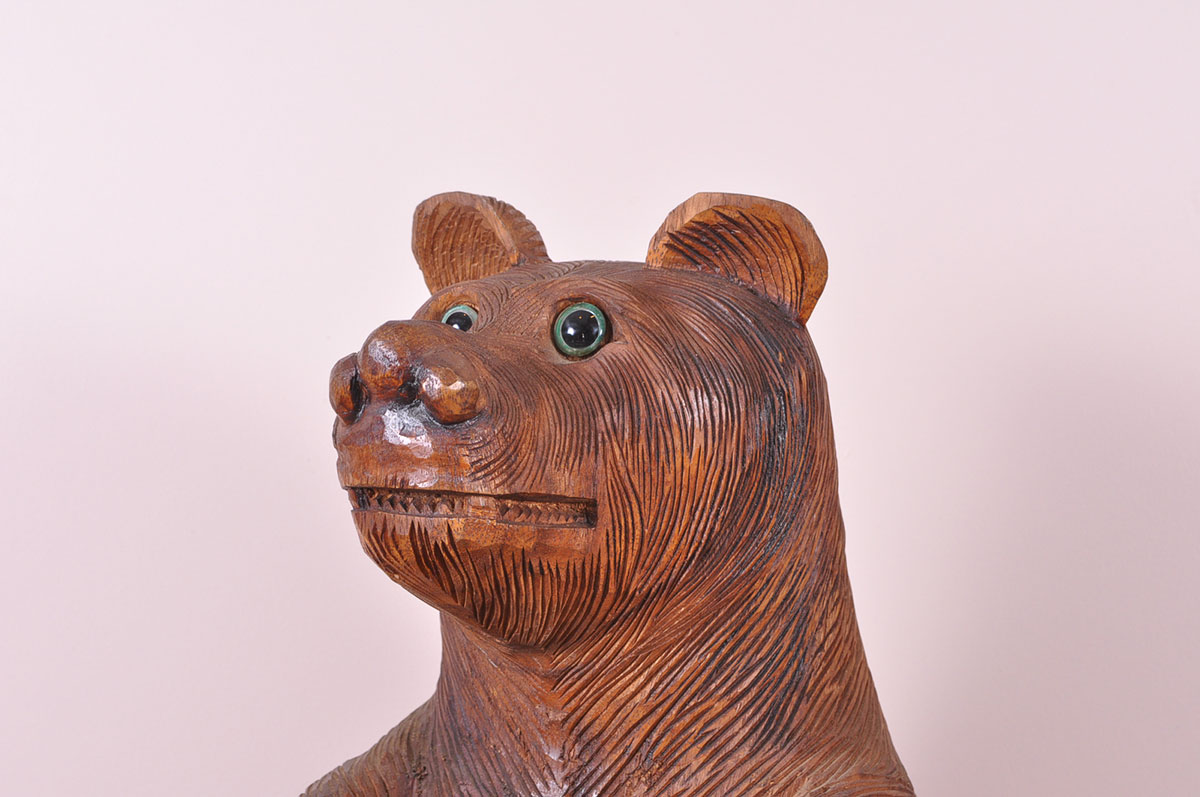 Carved Wood Bear Umbrella Stand