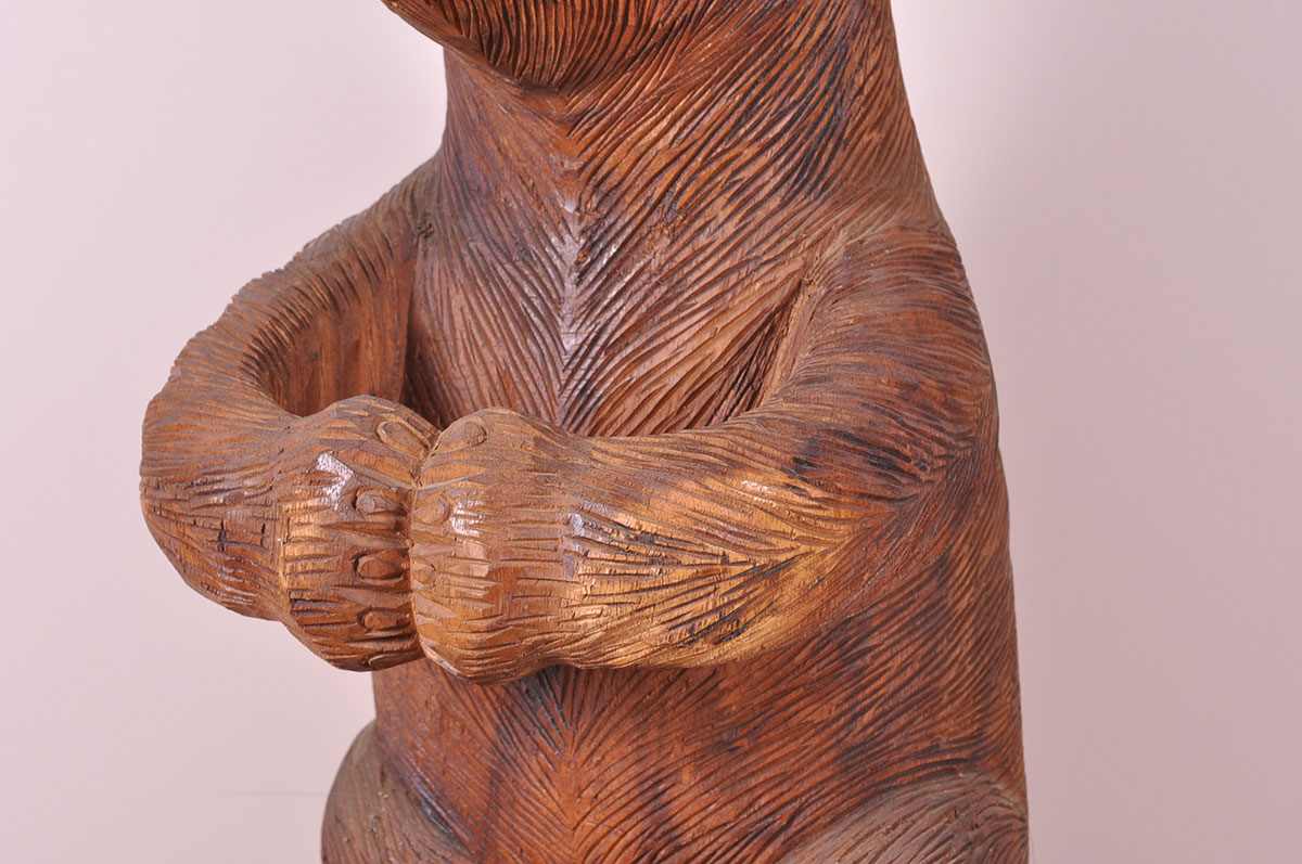 Carved Wood Bear Umbrella Stand