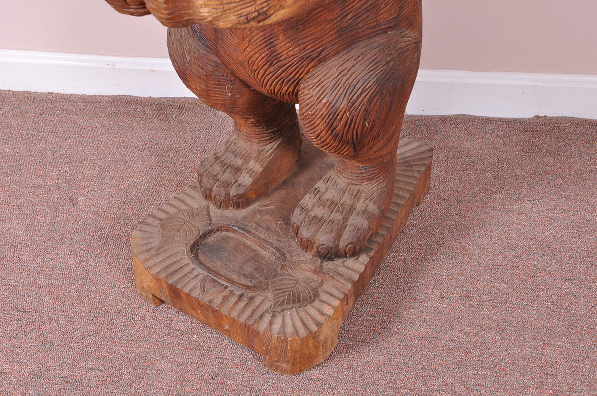 Carved Wood Bear Umbrella Stand