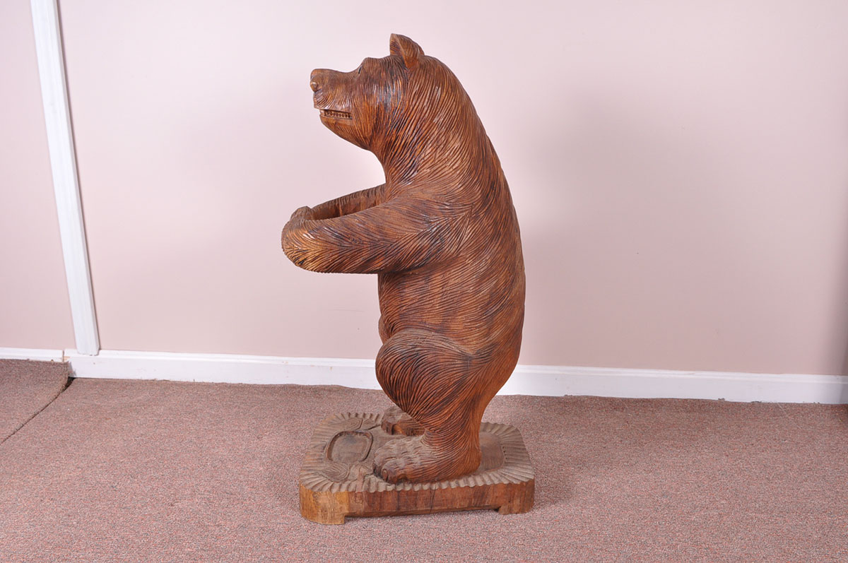 Carved Wood Bear Umbrella Stand