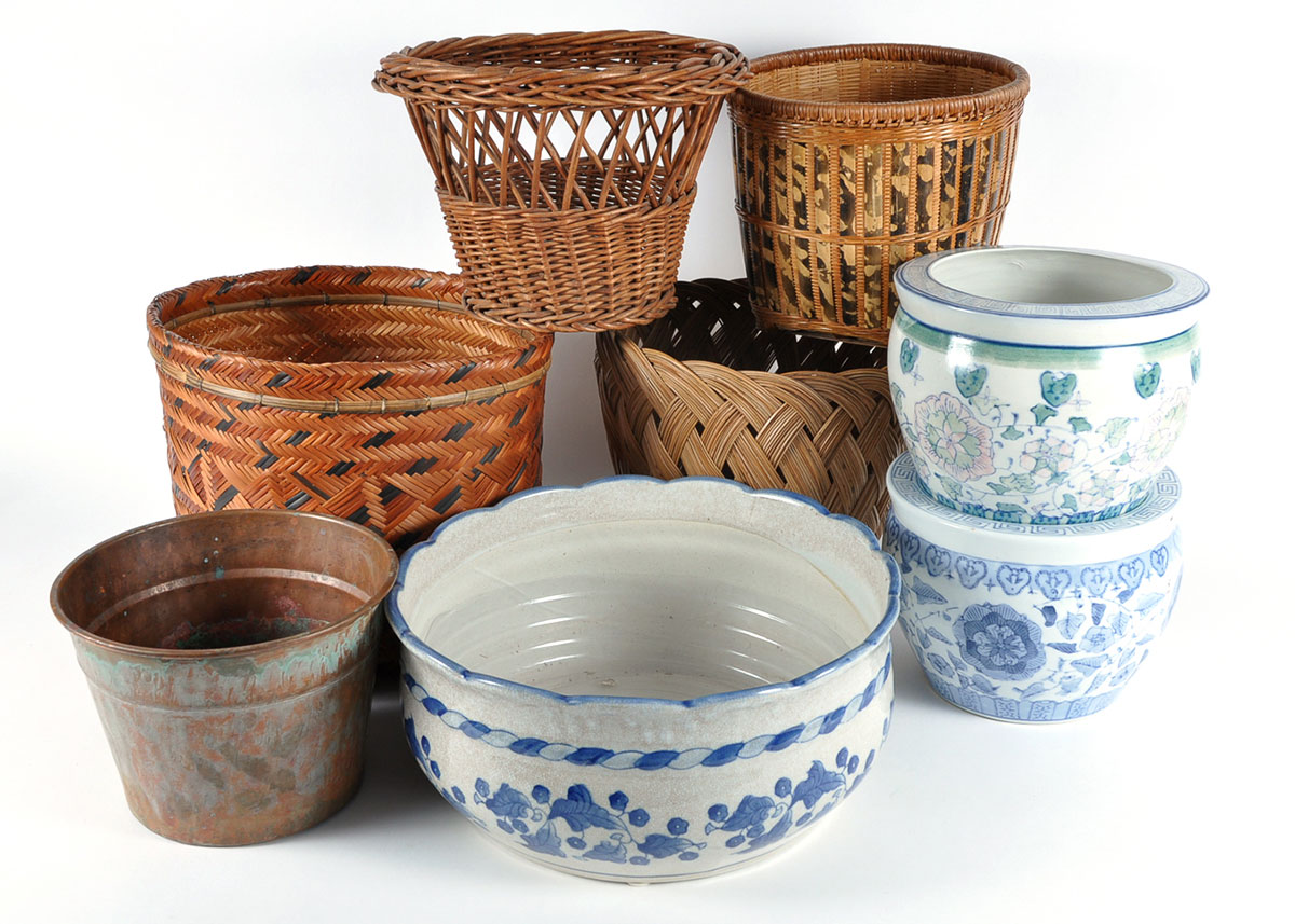 Pots, Planters, and Wicker Baskets