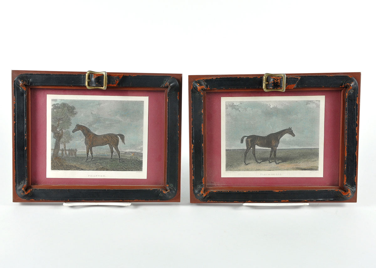 Two Custom Framed Hand Tinted Equine Lithographs