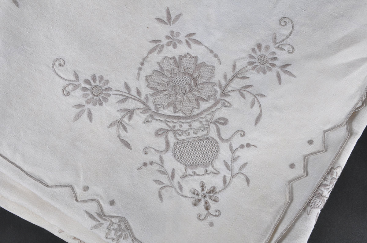 Set of Vintage White Embroidered Table Linens