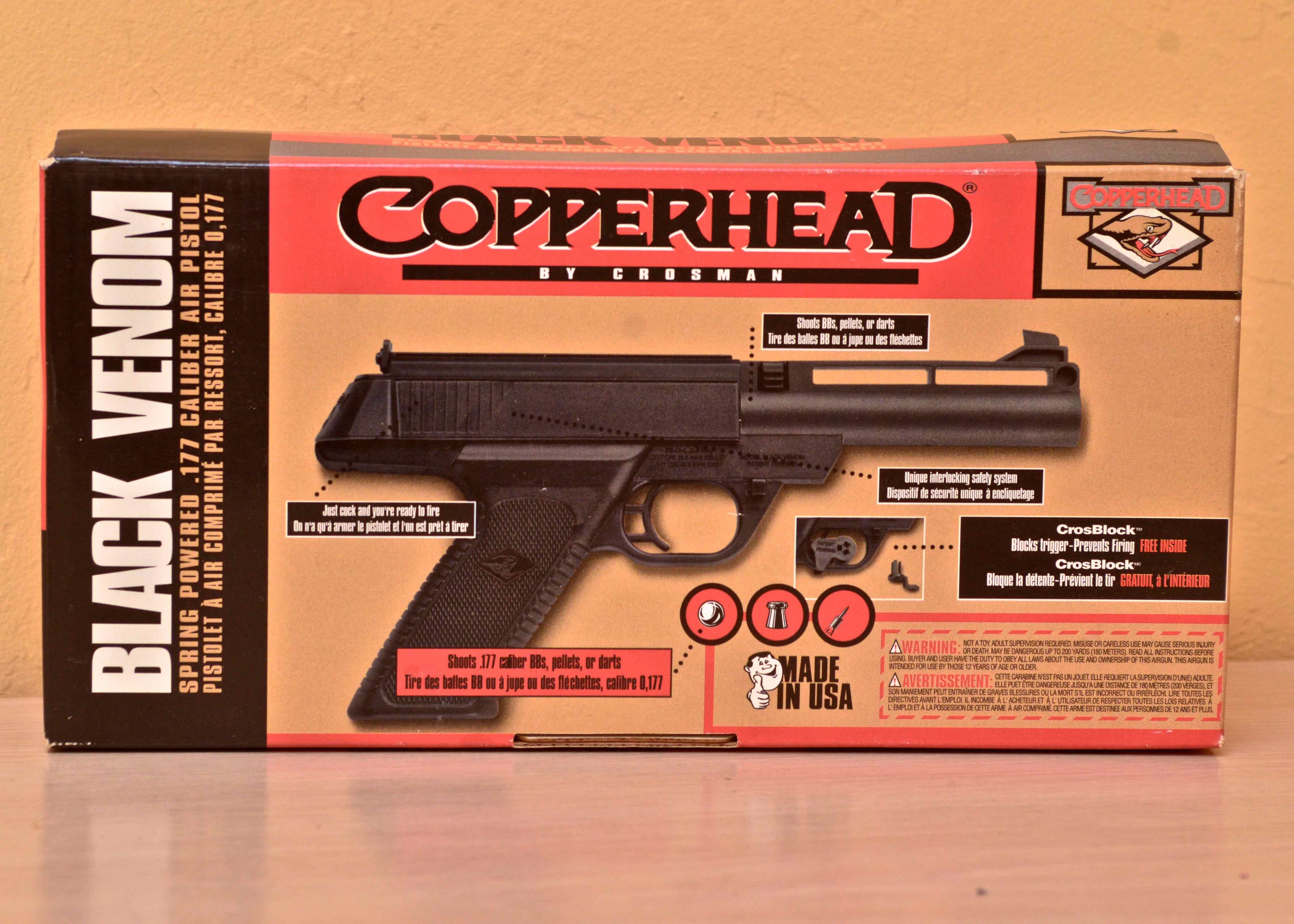 Crosman Copperhead Black Venom Air Pistol and Binoculars