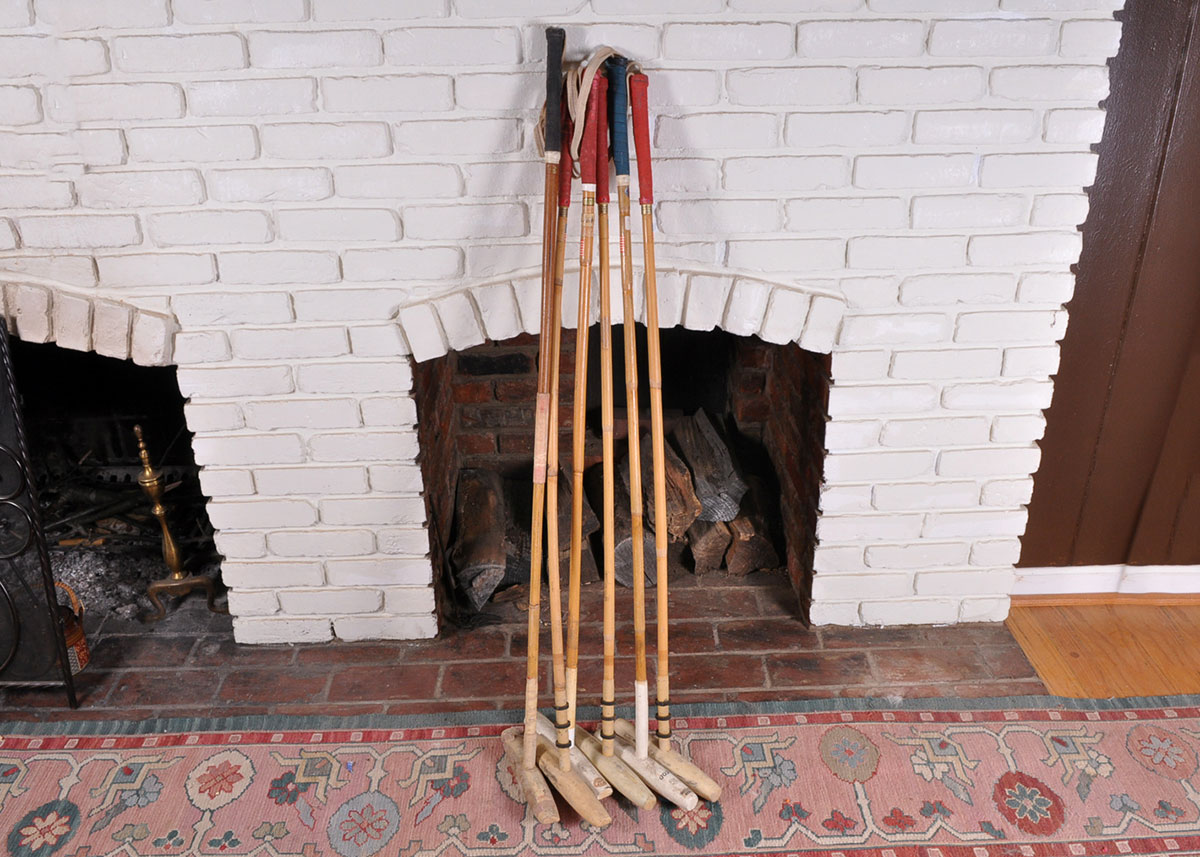 Six Vintage Wood Polo Mallets