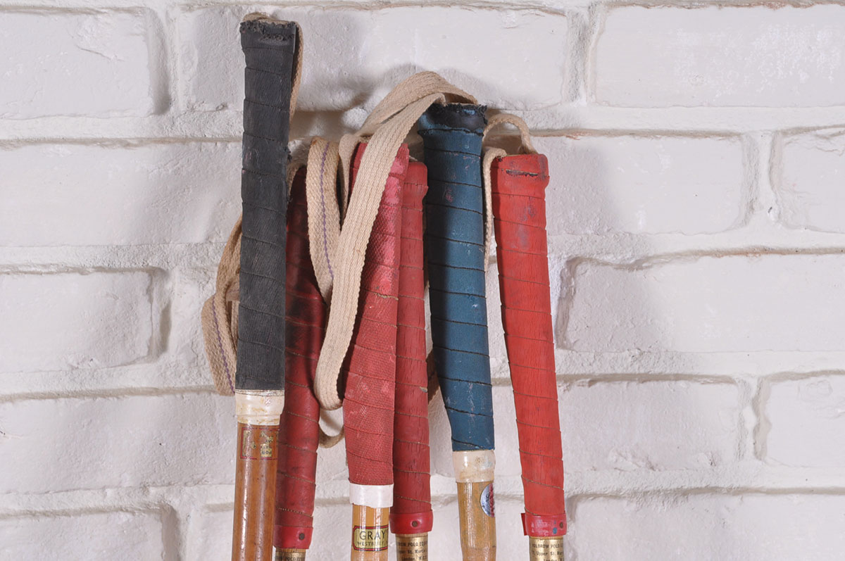 Six Vintage Wood Polo Mallets