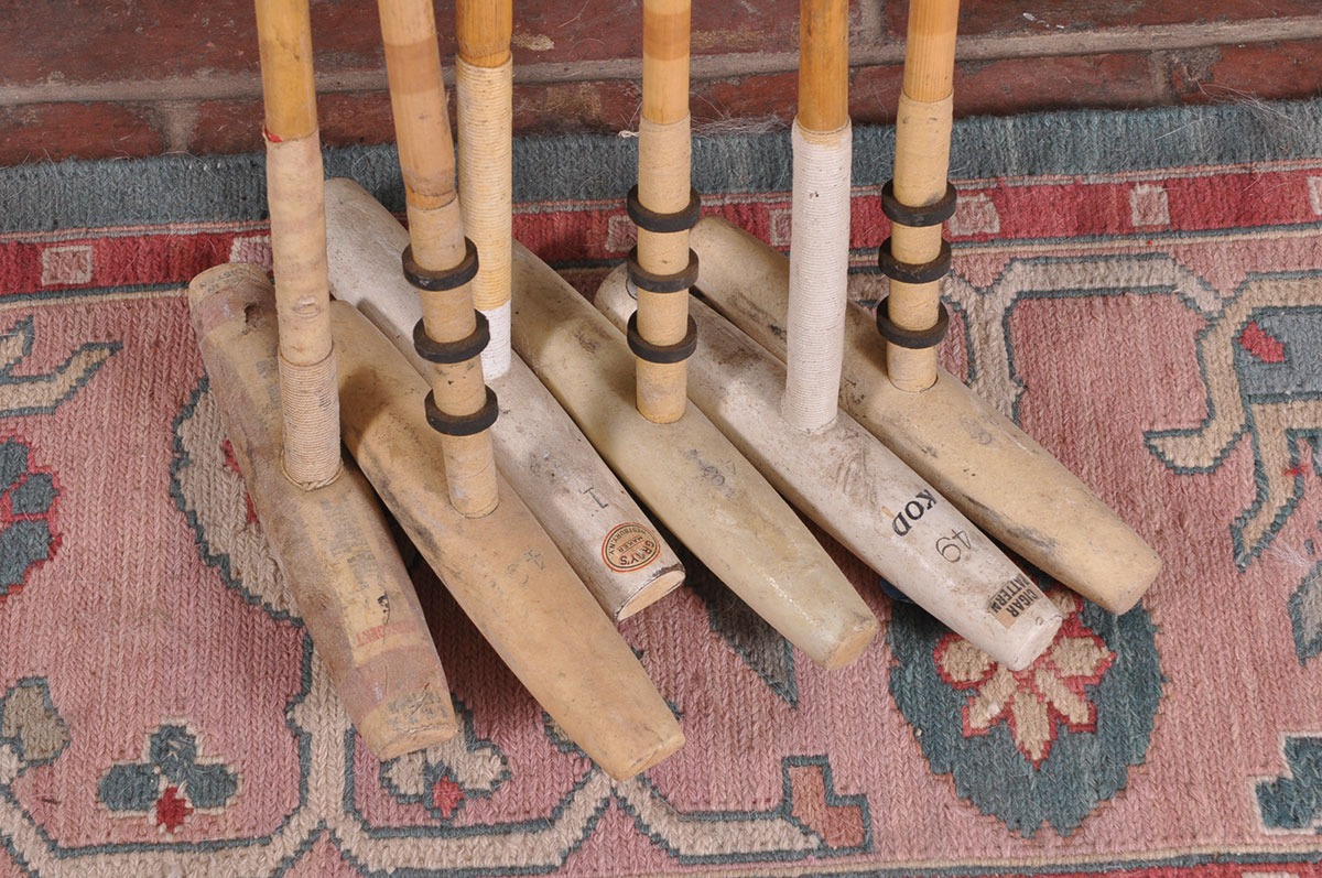 Six Vintage Wood Polo Mallets