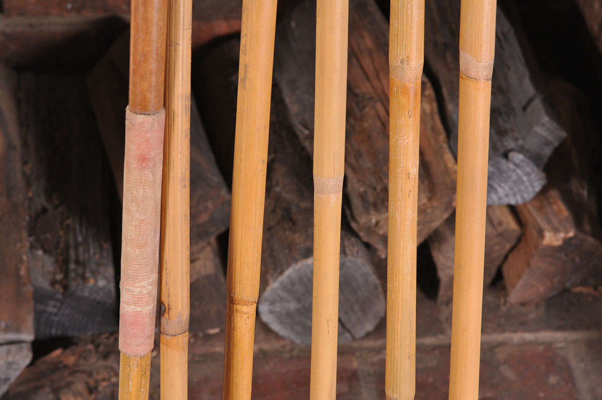 Six Vintage Wood Polo Mallets
