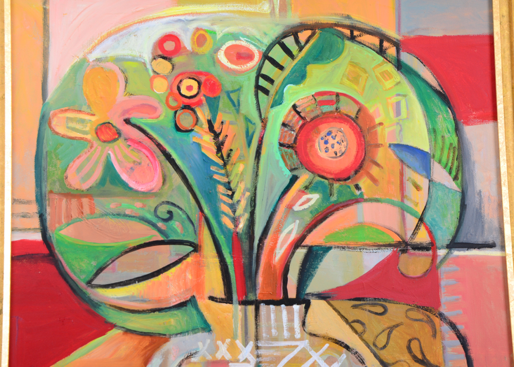 Amy Guist Original Oil on Canvas "Flowers with Crystal Vase"
