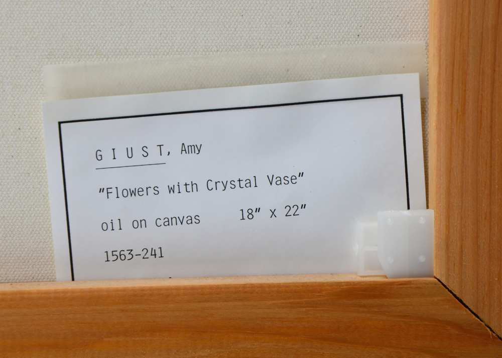 Amy Guist Original Oil on Canvas "Flowers with Crystal Vase"