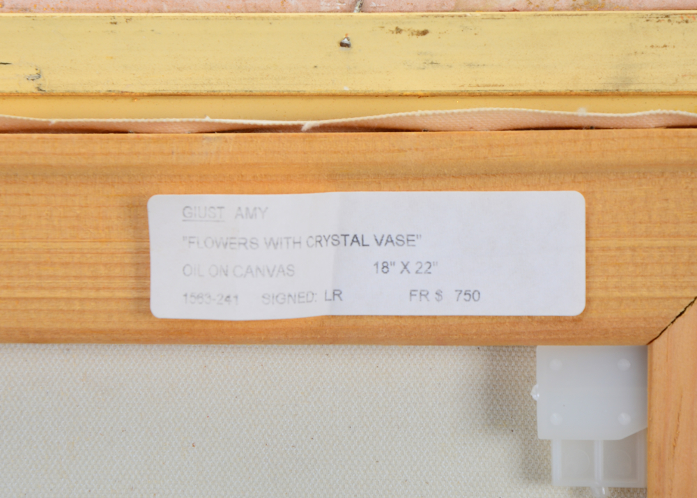 Amy Guist Original Oil on Canvas "Flowers with Crystal Vase"