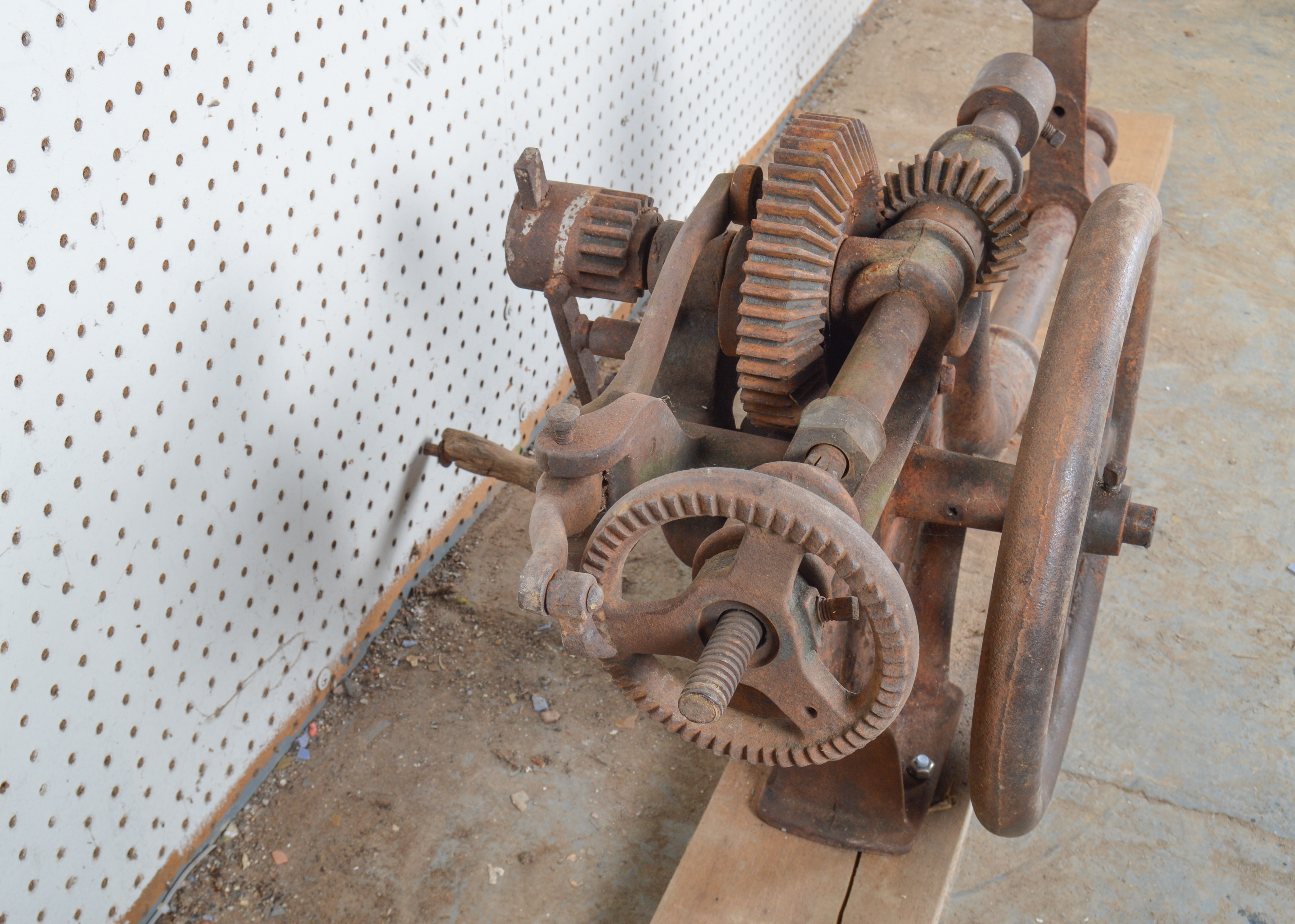 Antique Wall Mount Hand Crank Drill Press