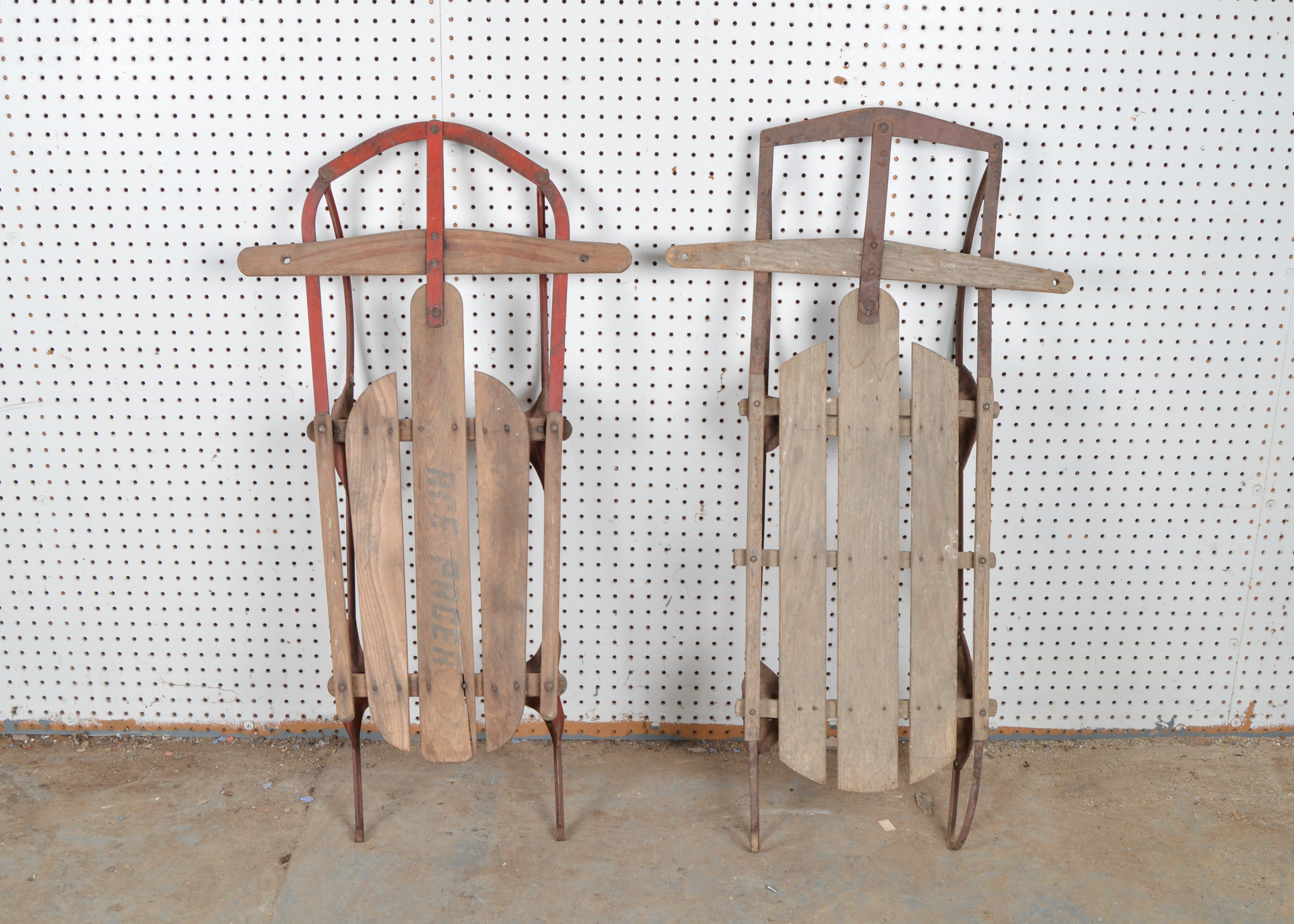 Five Vintage Wooden Sleds