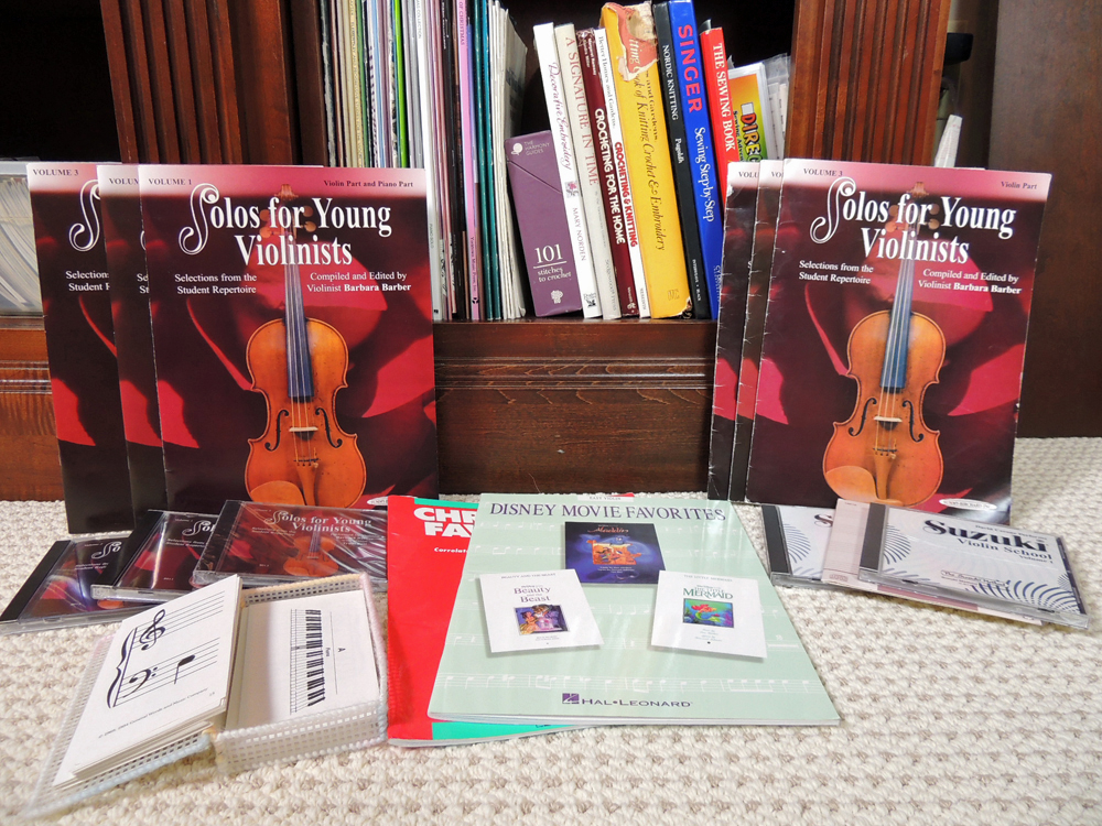 Piano and Violin Sheet Music, Lessons, Crochet Craft Books