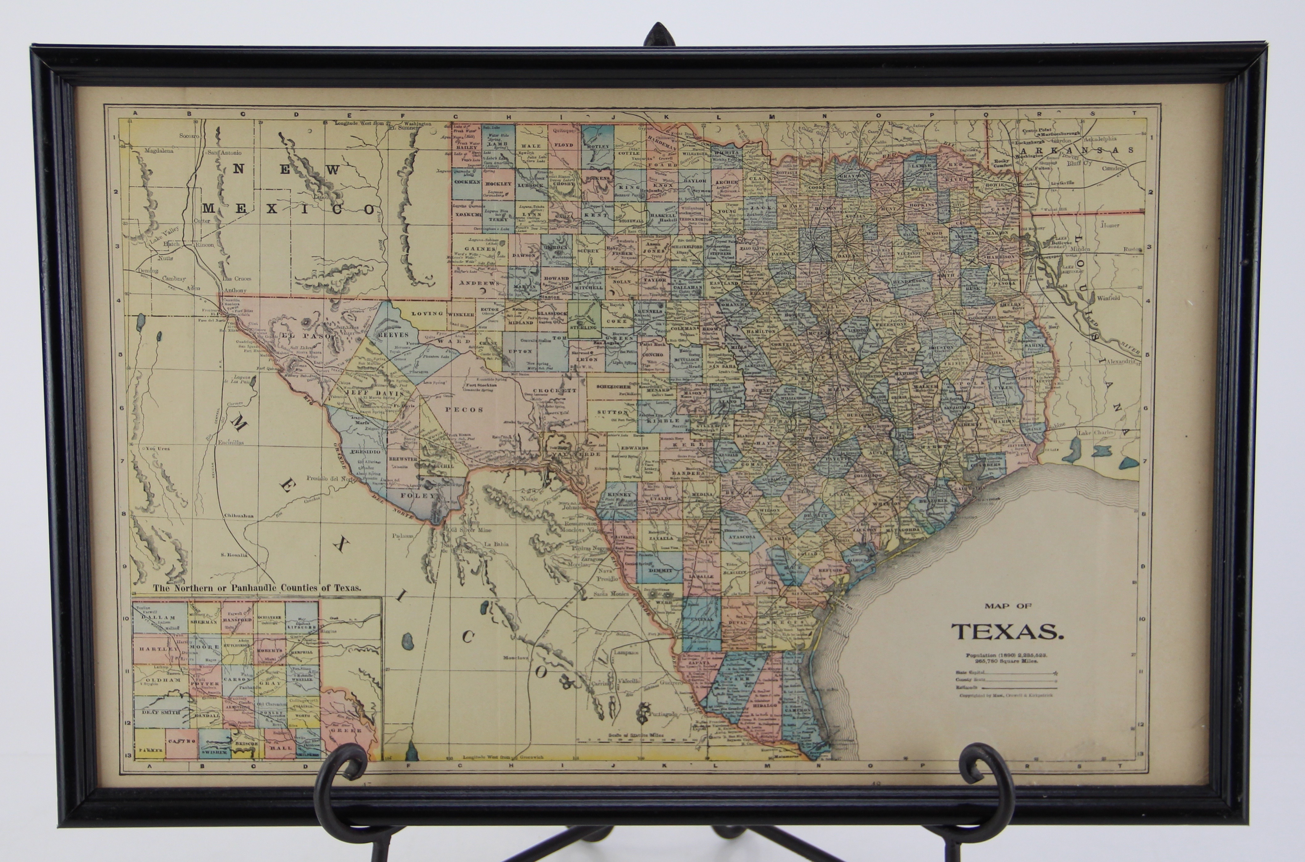 Original 1898 Map of Texas