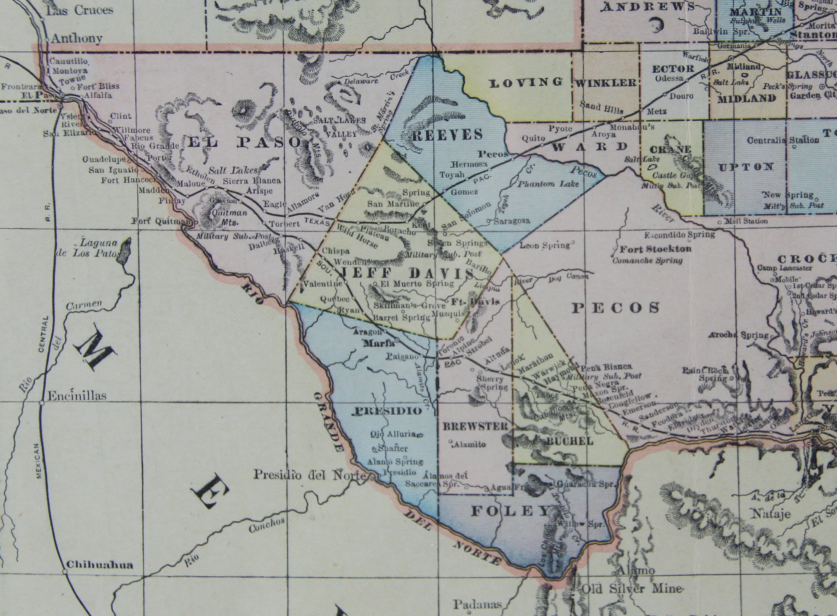 Original 1898 Map of Texas