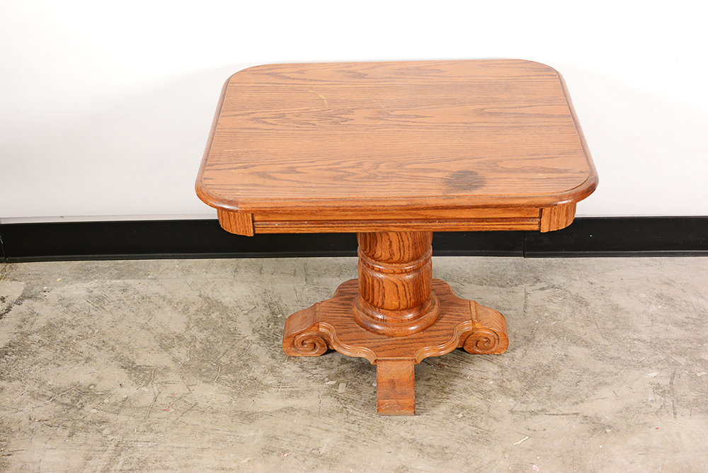 Oak Pedestal Side Table
