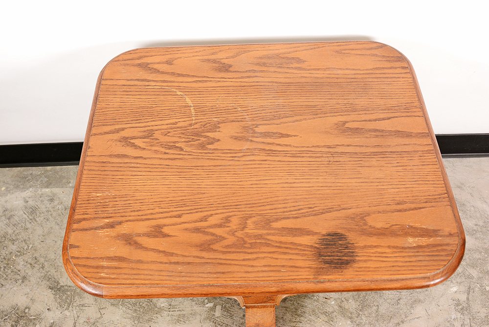 Oak Pedestal Side Table