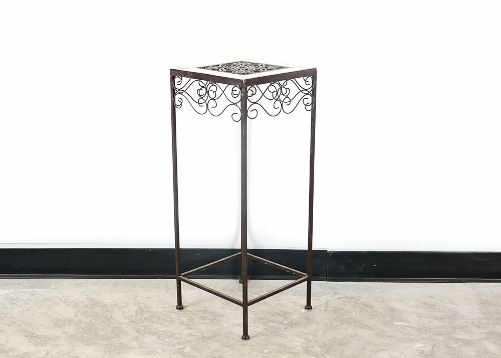 Metal and Tile Plant Stand