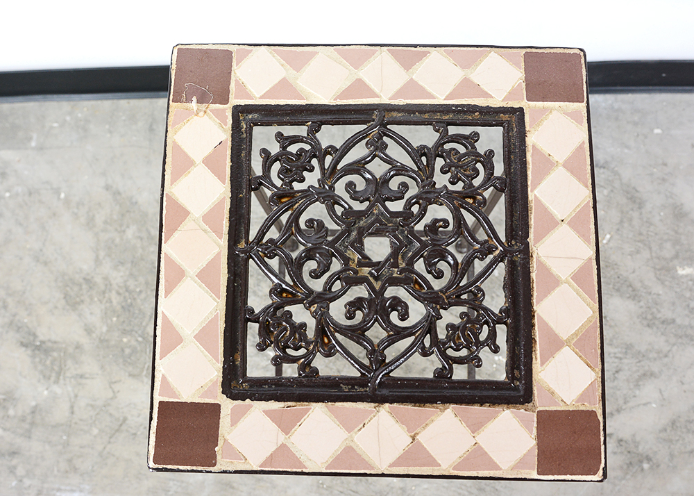 Metal and Tile Plant Stand