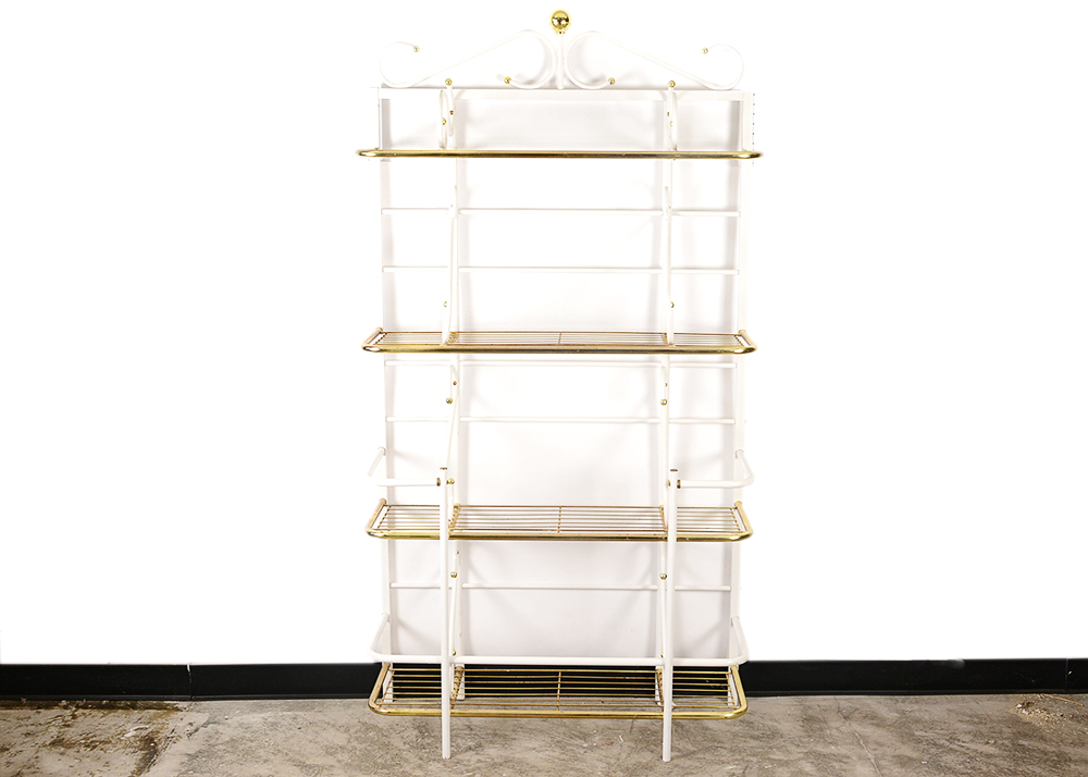 White and Gold Tone Baker's Rack