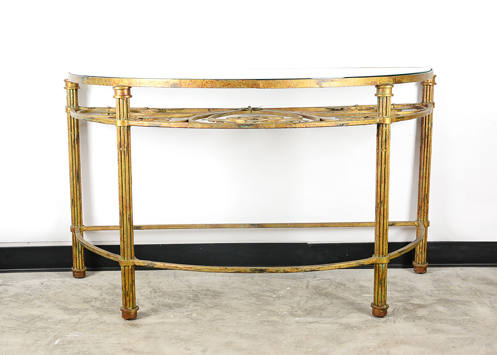 Half Moon Glass Top Sofa Table