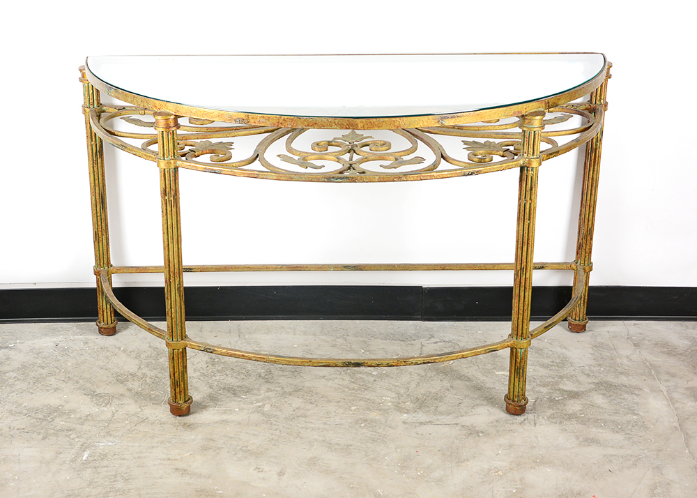 Half Moon Glass Top Sofa Table