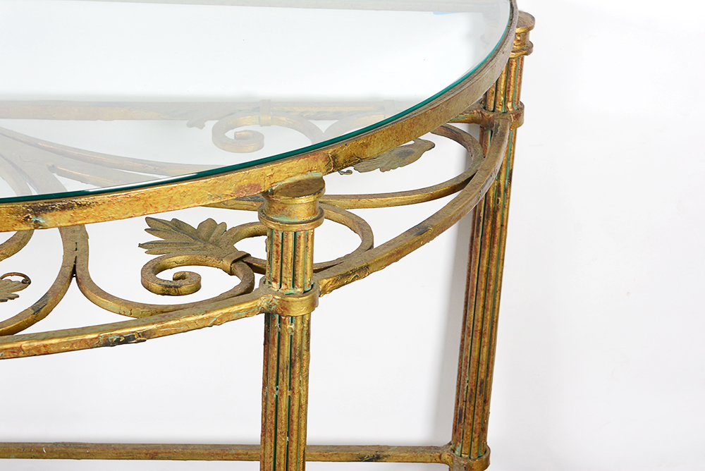 Half Moon Glass Top Sofa Table