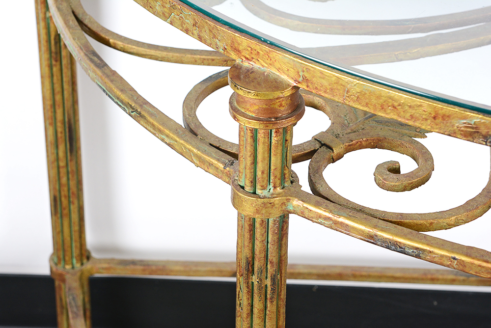 Half Moon Glass Top Sofa Table