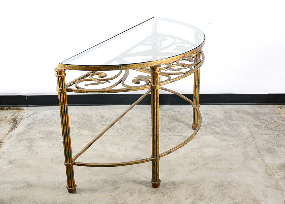 Half Moon Glass Top Sofa Table