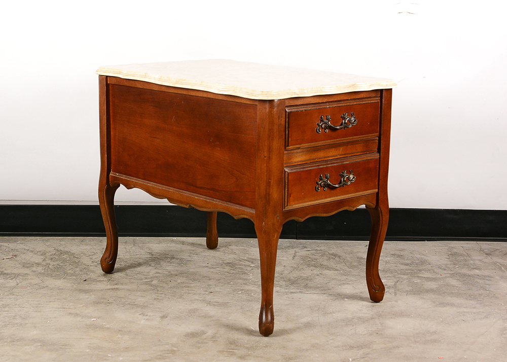 Faux Marble Top End Table