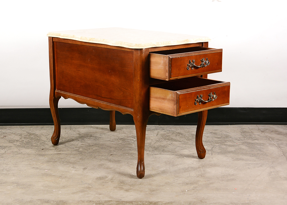 Faux Marble Top End Table