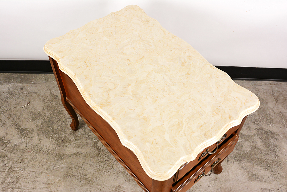 Faux Marble Top End Table