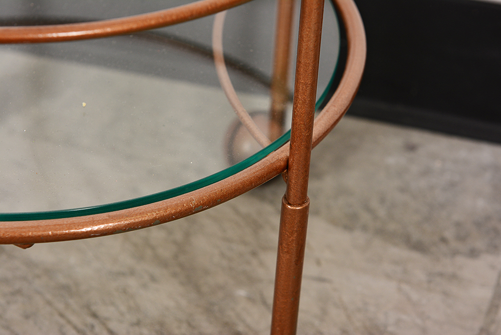 Round Copper-Toned Beverage Cart