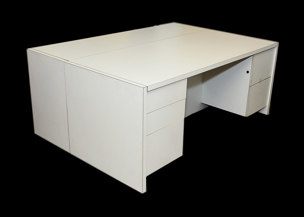 White Laminate Desk and Storage Cabinet