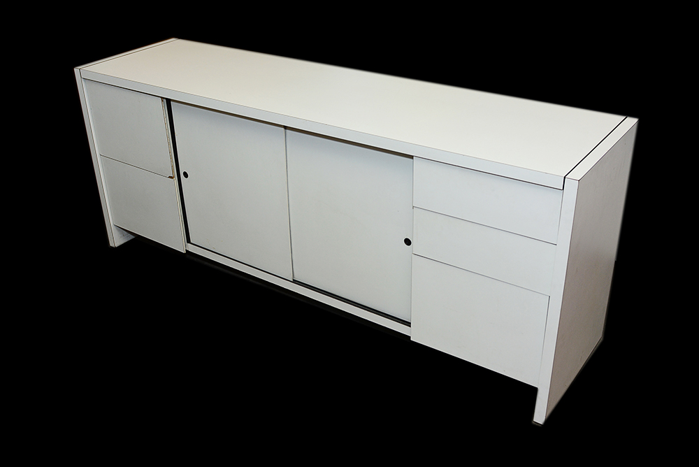 White Laminate Desk and Storage Cabinet