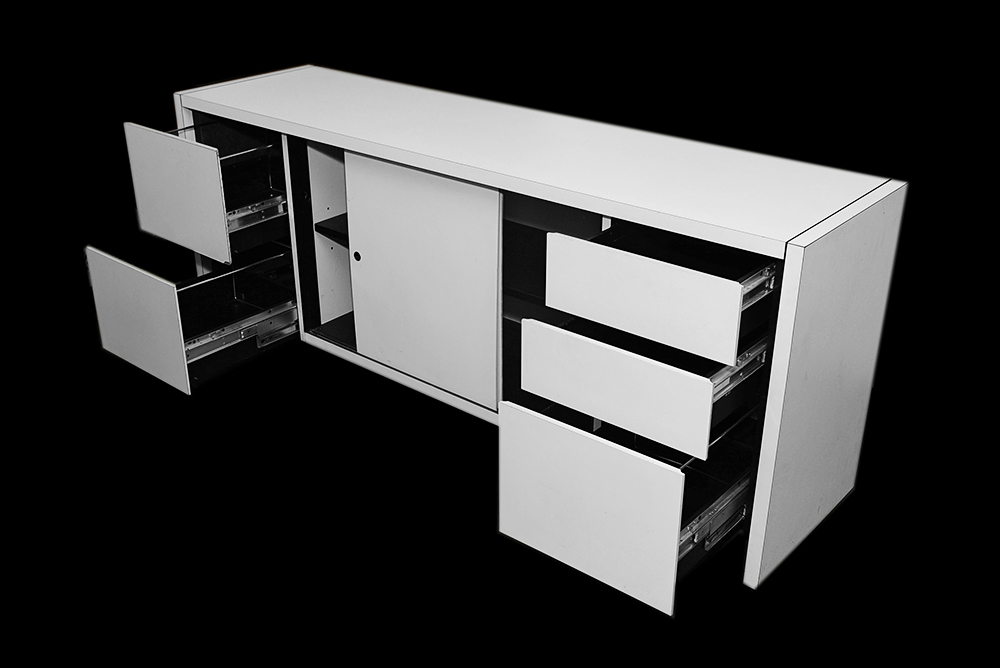 White Laminate Desk and Storage Cabinet