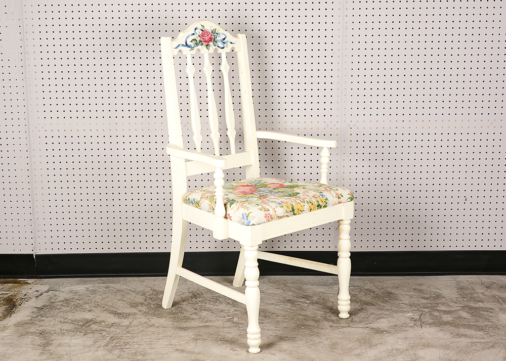 Hand-Painted Floral Armchair