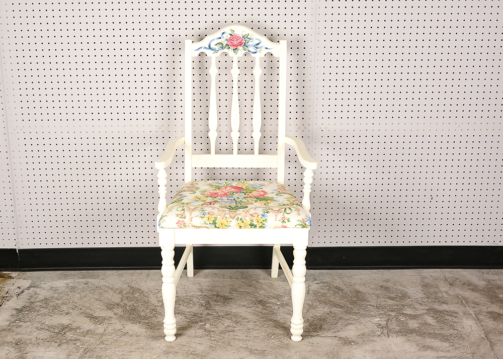 Hand-Painted Floral Armchair
