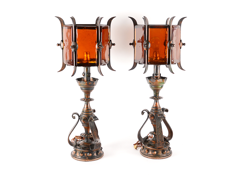 Contemporary Gothic Revival Style Lamp Pair