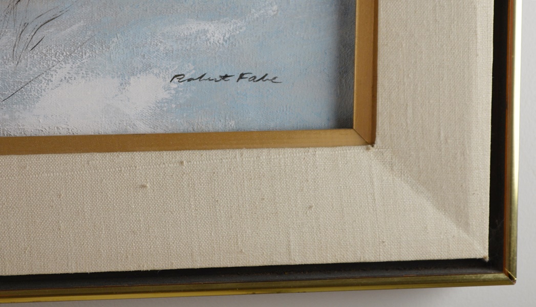 Robert Fabe Original Oil Painting Of Children Playing In the Snow