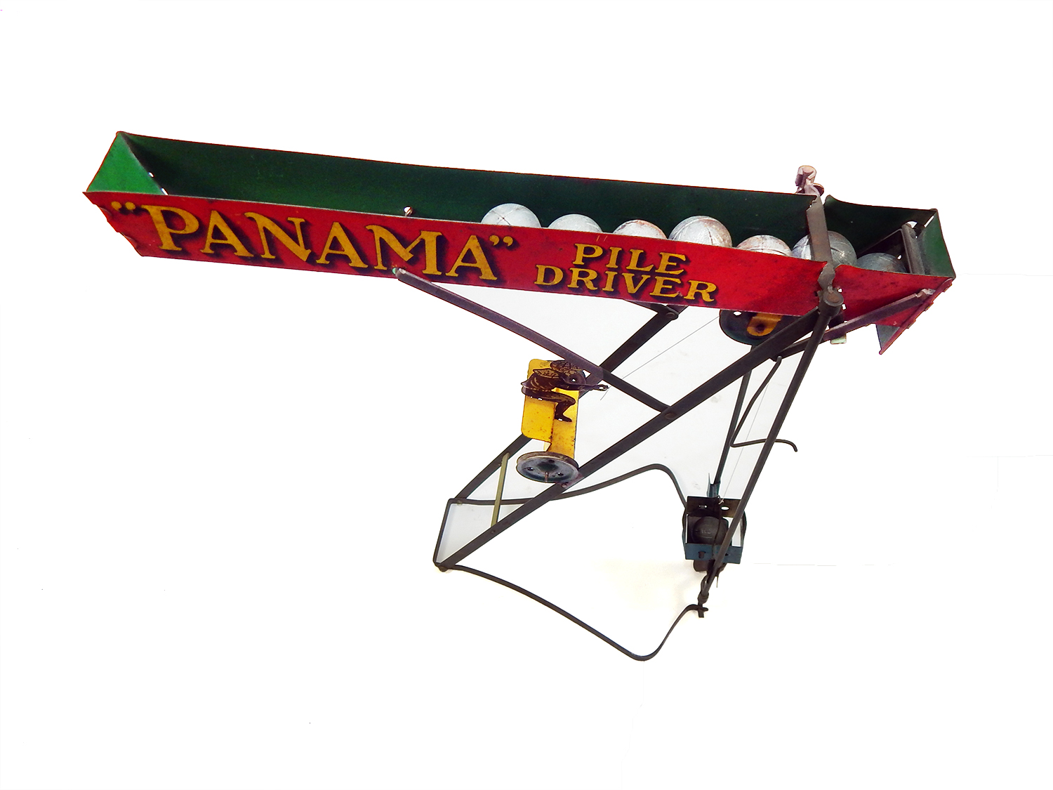 Antique Tin Lithograph Panama Pile Driver Toy