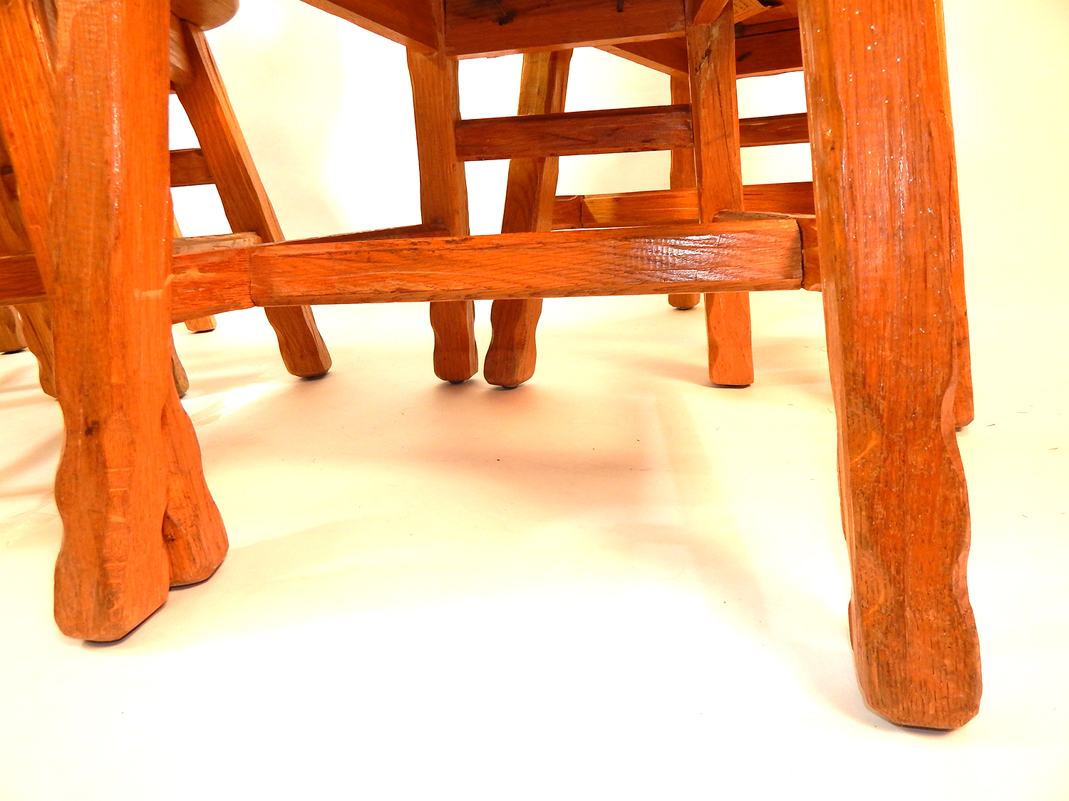 Vintage Quartet of Carved A. Brandt Ranch Oak Cactus Chairs