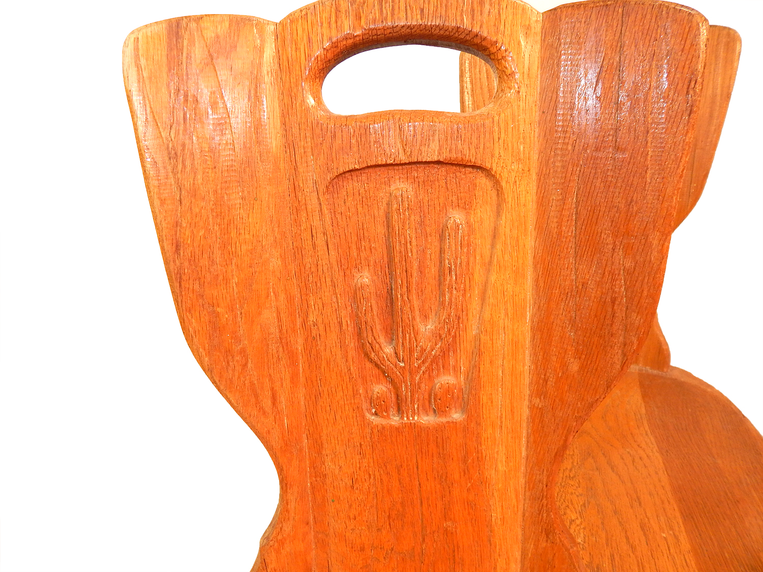 Vintage Quartet of Carved A. Brandt Ranch Oak Cactus Chairs