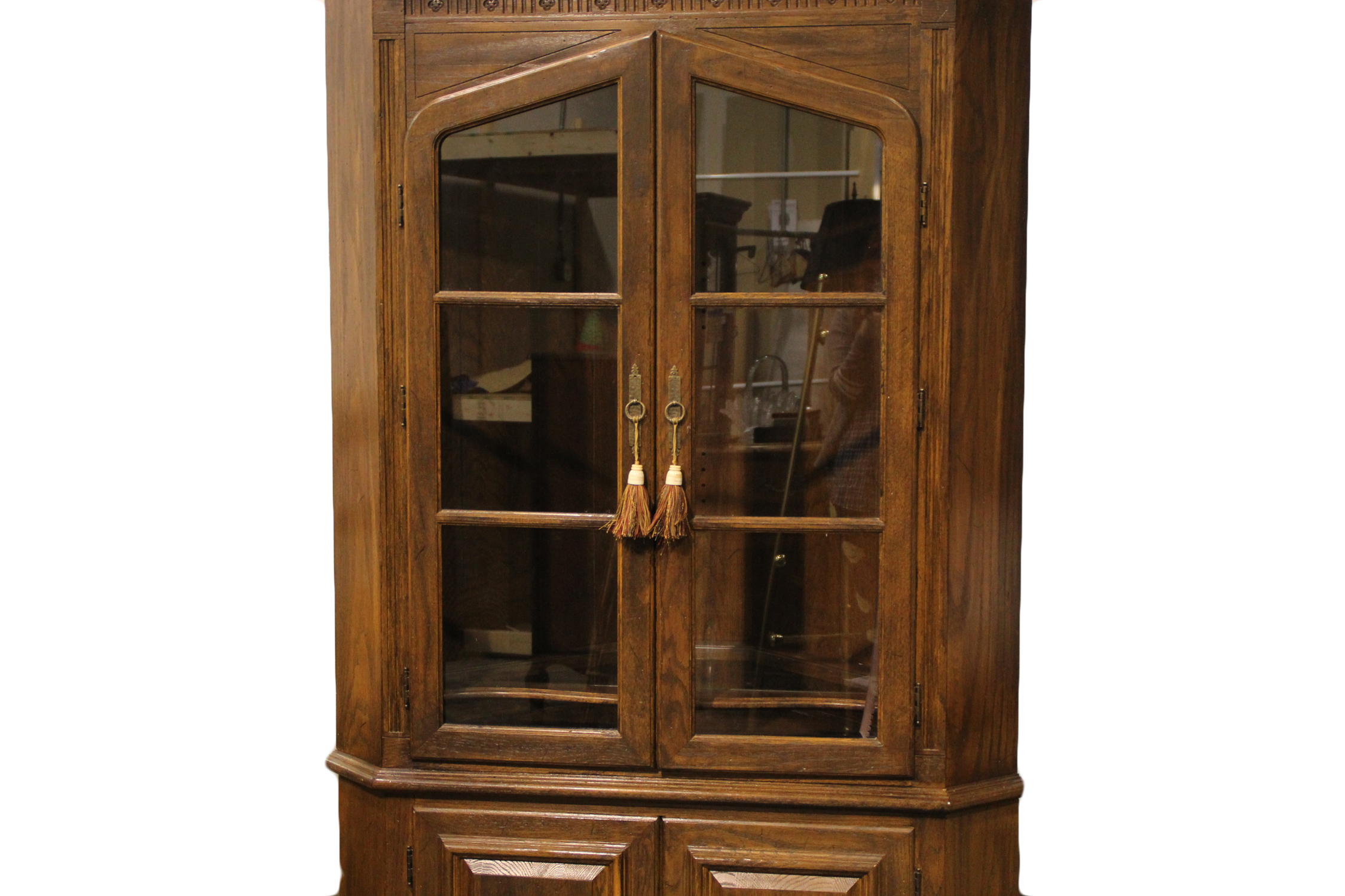 Traditional Tiger Maple Corner Cabinet