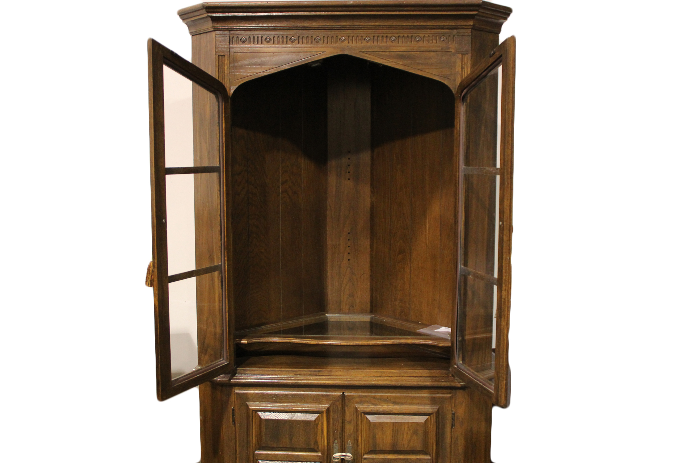 Traditional Tiger Maple Corner Cabinet